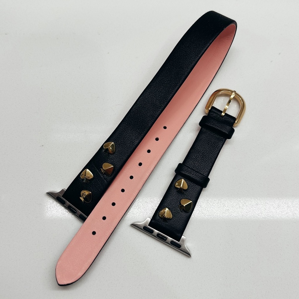 kate spade Double Wrap Black Leather Apple Watch Band